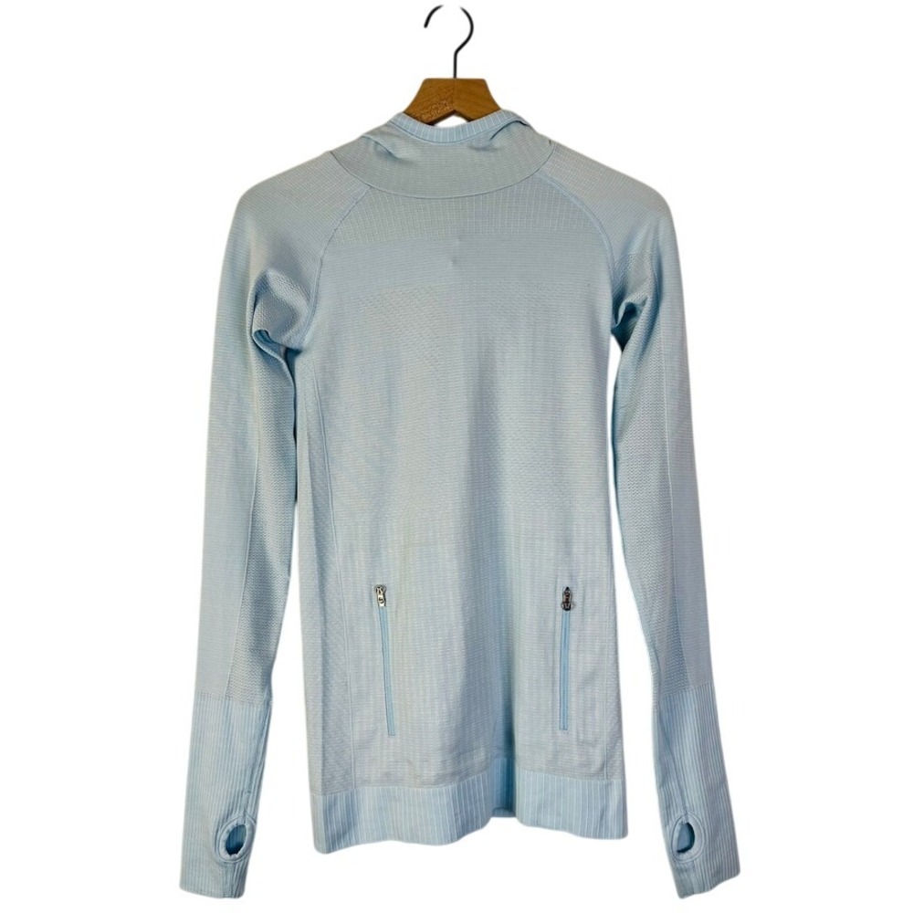 Lululemon Blue Restless‎ Hoodie Full Zip Thumbholes Athletic Top Zip Pockets 4
